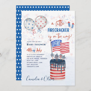 Invitación 4 de julio BABY SHOWER INVITE Firecracker Cake Fla