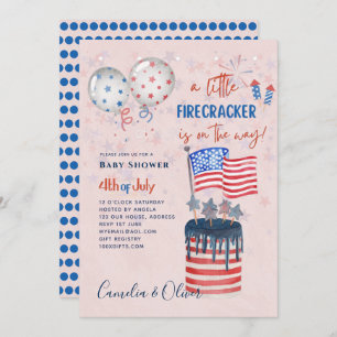 Invitación 4 de julio BABY SHOWER INVITE Firecracker Cake Fla