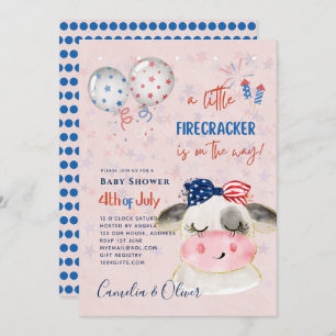 Invitación 4 de julio BABY SHOWER INVITE Firecracker Cow