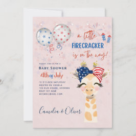 Invitación 4 de julio BABY SHOWER INVITE Firecracker Giraffe