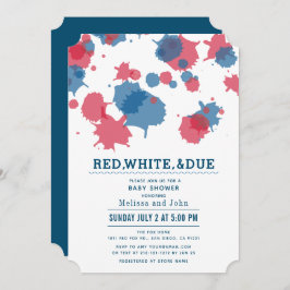Invitación 4 de julio: Baby Shower Red & Blue Splatters