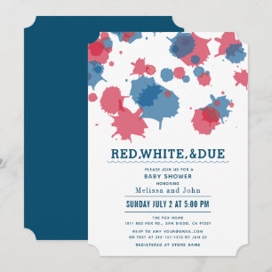 Invitación 4 de julio: Baby Shower Red & Blue Splatters