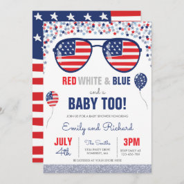 Invitación 4 de julio Baby Shower Red White Blue Baby Shower
