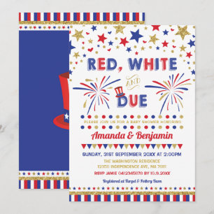Invitación 4 de julio Baby Shower rojo blanco y debido