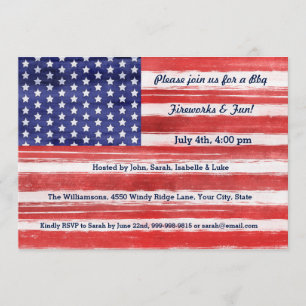 Invitación 4 de julio Bandera de los Estados Unidos Estrellas