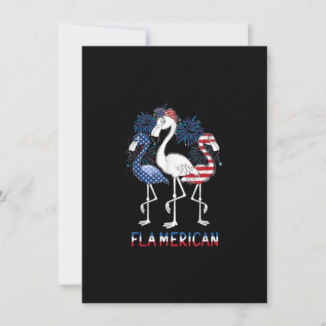Invitación 4 de julio Bandera estadounidense divertida llama  (Anverso)