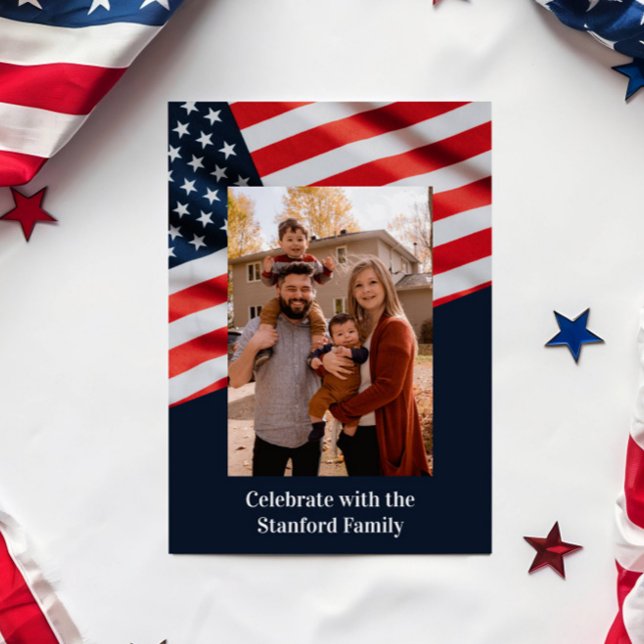 Invitación 4 de julio Bandera estadounidense Fiesta con foto  (Subido por el creador)