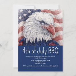 Invitación 4 de Julio Bandera Roja Blanca y Azul Patriótica U