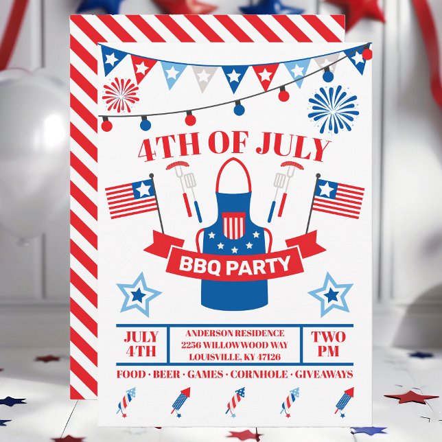 Invitación 4 De Julio Barbeque Apron Red BBQ Fiesta (Subido por el creador)