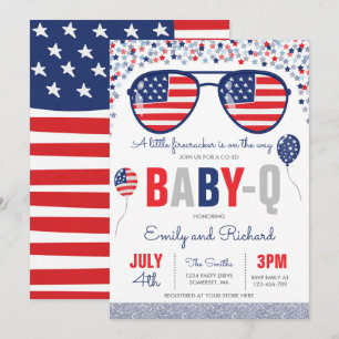 Invitación 4 de julio Bebé Baby Shower-Q Baby Shower Julio BB