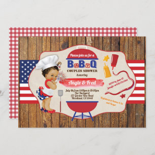 Invitación 4 de julio bebé barbacoa ducha azul rojo blanco