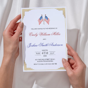 Invitación 4 de julio Boda Patriótico Americano