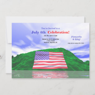Invitación 4 de julio Celebración Bandera de Estados Unidos y