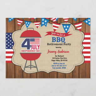 Invitación 4 de julio celebración del Bbq del fiesta de