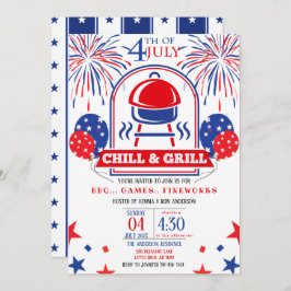 Invitación 4 de julio Chill & Grill BBQ Fiesta