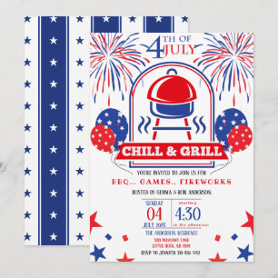 Invitación 4 de julio Chill & Grill BBQ Fiesta