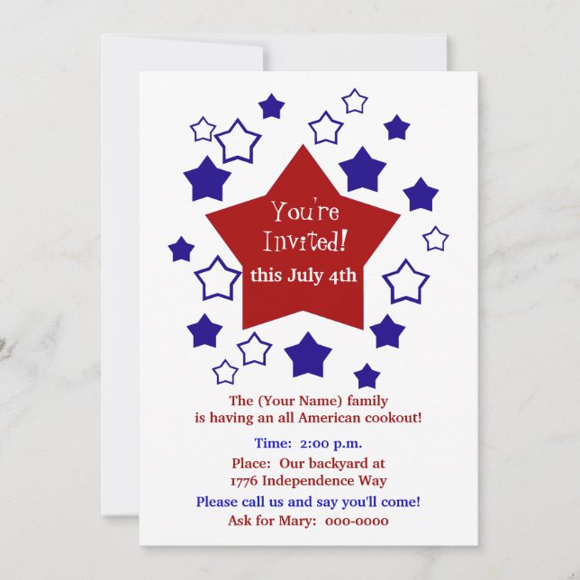 Invitación 4 de julio Cookout (Anverso)