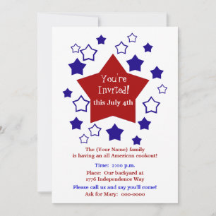 Invitación 4 de julio Cookout