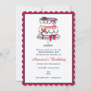 Invitación 4 de julio Cuarto Día de la Independencia Coquette