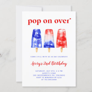 Invitación 4 de julio Cumpleaños de Popsicle