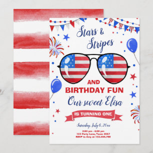 Invitación 4 de julio Cumpleaños de Stars and Stripes Firecra