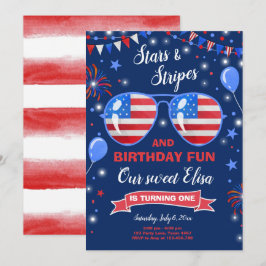 Invitación 4 de julio Cumpleaños de Stars and Stripes Firecra