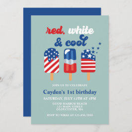 Invitación 4 de julio Cumpleaños del Azul Blanco Rojo