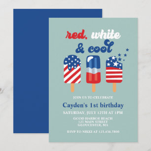 Invitación 4 de julio Cumpleaños del Azul Blanco Rojo