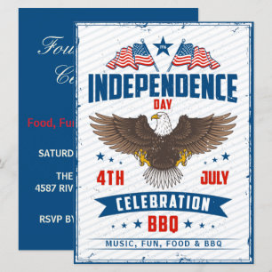 Invitación 4 de julio Día de la Independencia águila fiesta d