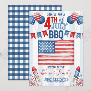 Invitación 4 de julio Día de la Independencia BBQ Party Invit