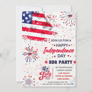 Invitación 4 de julio Día de la Independencia de la BBQ