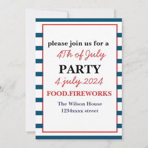 Invitación 4 De Julio Día de la Independencia del Fiesta