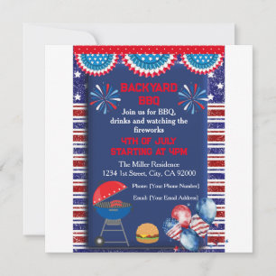 Invitación 4 de julio Día de la Independencia diseño fiesta d