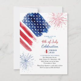 Invitación 4 de julio Día de la Independencia Fiesta Azul Bla