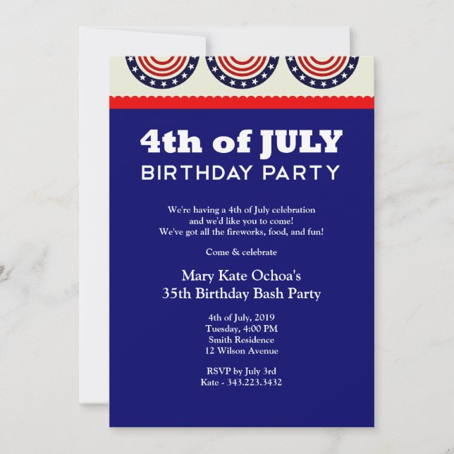 Invitación 4 de julio Día de la Independencia Invita (Anverso)