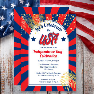 Invitación 4 de julio, Día de la Independencia, se celebra el