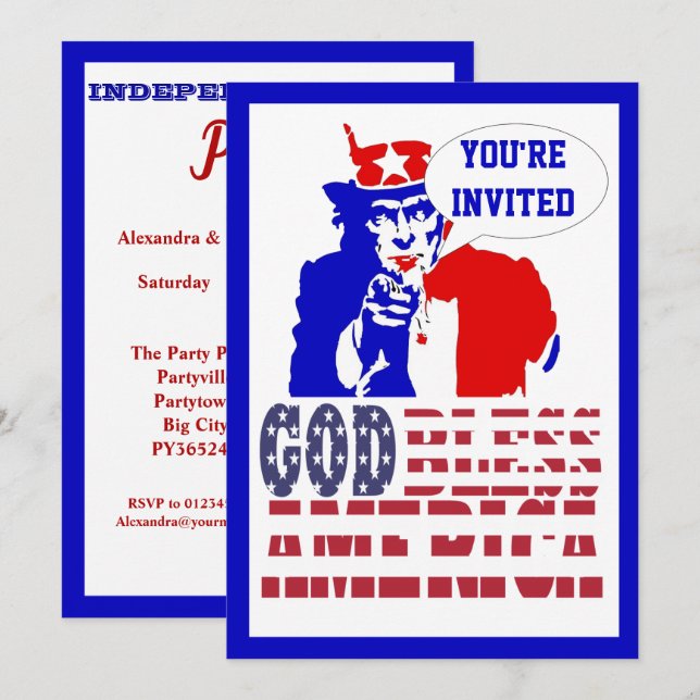 Invitación 4 de julio en Estados Unidos (Anverso / Reverso)