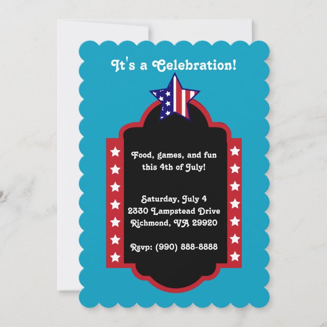 Invitación 4 de julio Es una celebración (Anverso)