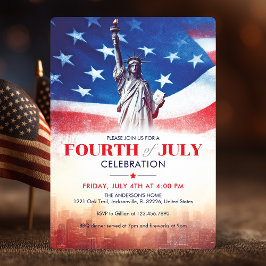 Invitación 4 de julio Estatua de la Libertad y la Bandera de 