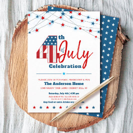 Invitación 4 de julio Estrellas de barbacoa Estrellas Tiras R