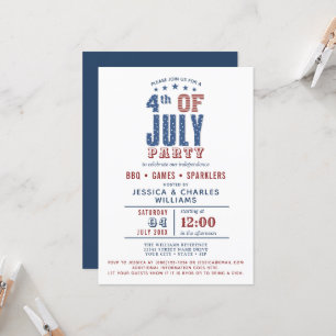 Invitación  4 de julio Estrellas Rojas Azules