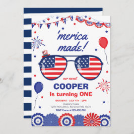 Invitación 4 De Julio Estrellas Y Rayas Primer Cumpleaños