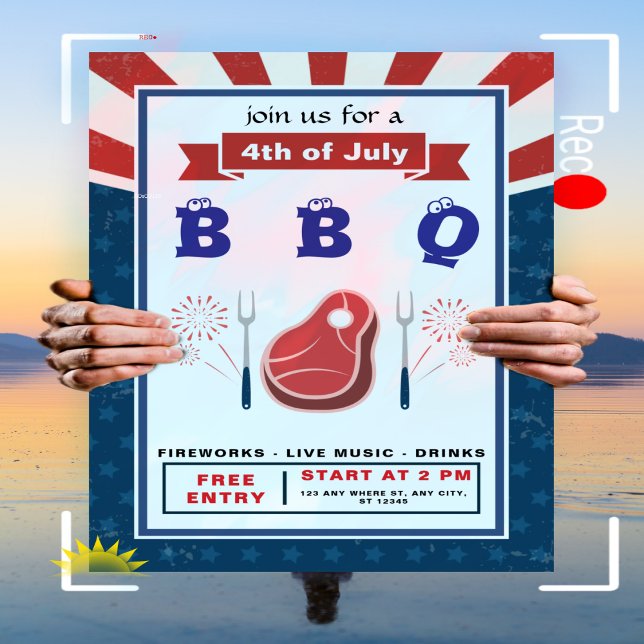 Invitación 4 de julio - Feliz Independencia - Fiesta BBQ (Subido por el creador)
