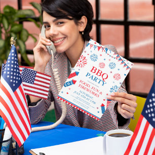 Invitación 4 de julio festivae marco de frontera de barbacoa