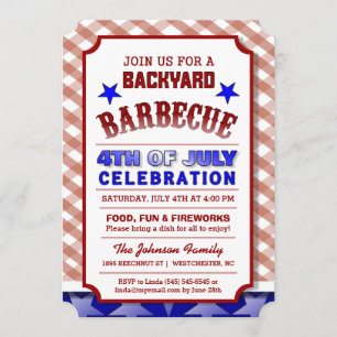 Invitación 4 de julio Festividad de celebración de barbacoa e