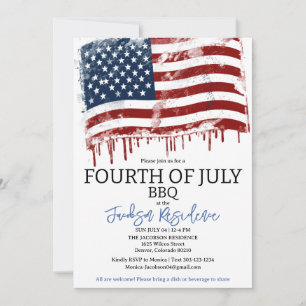 Invitación 4 de julio Fiesta americano de barbacoa
