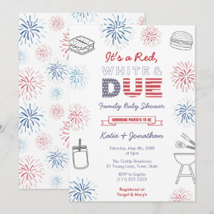 Invitación 4 de julio: Fiesta Baby Shower de la familia Red W