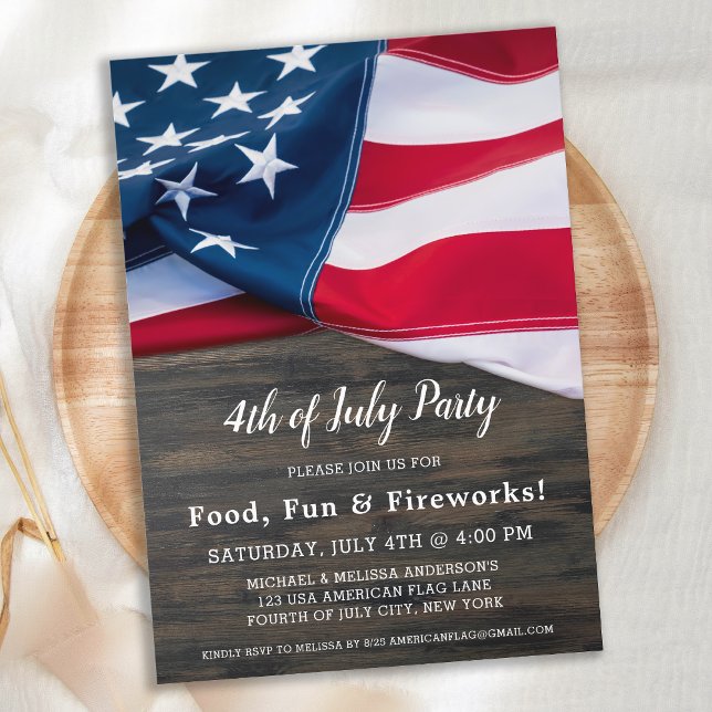 Invitación 4 De Julio Fiesta Bandera Estadounidense Patriótic (Subido por el creador)