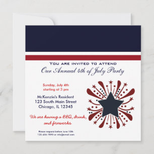 Invitación 4 de julio Fiesta BBQ