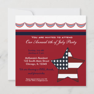 Invitación 4 de julio Fiesta BBQ